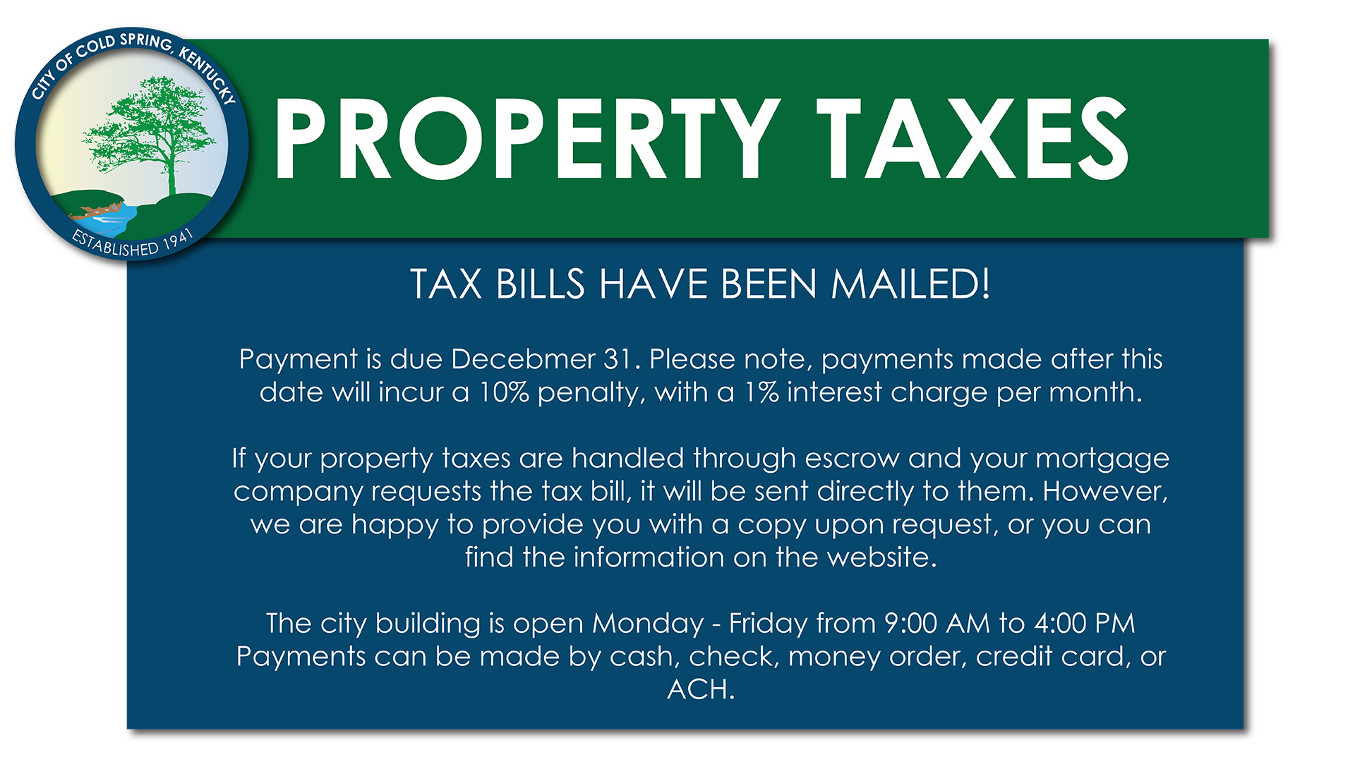 PROPERTY TAXES DUE
